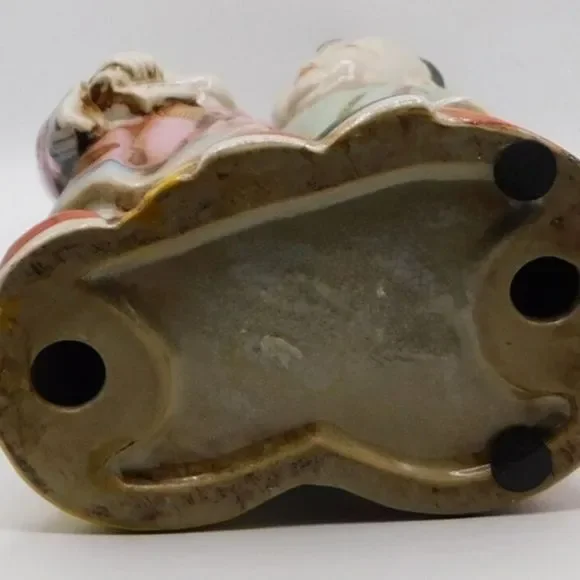 Vintage Antique Japanese Porcelain Polychrome Kutani Imari Double Statue 14"Tall - Picture 5 of 9